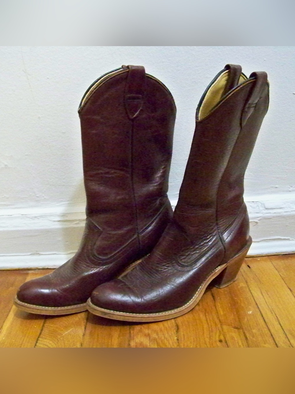 Maroon Leather Cowgirl Boots